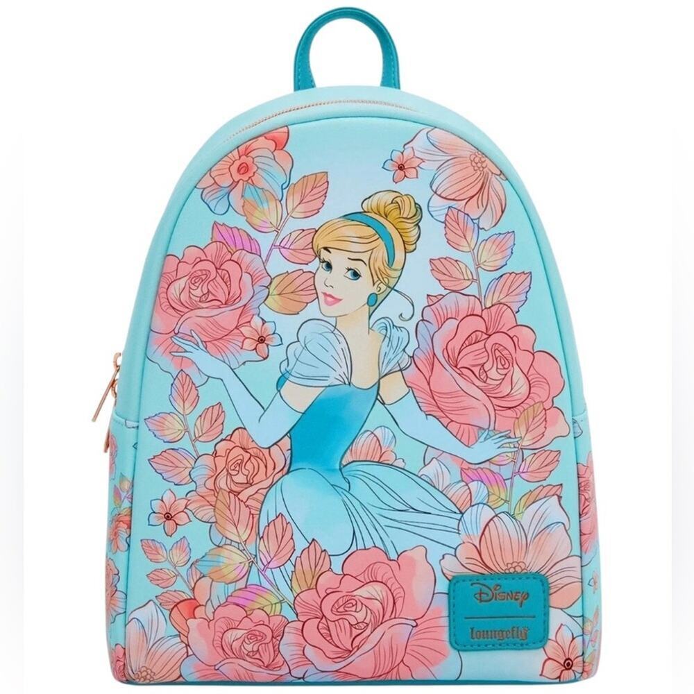 Disney Loungefly Cinderella Pink Floral Mini Backpack NWT - Picture 6 of 9
